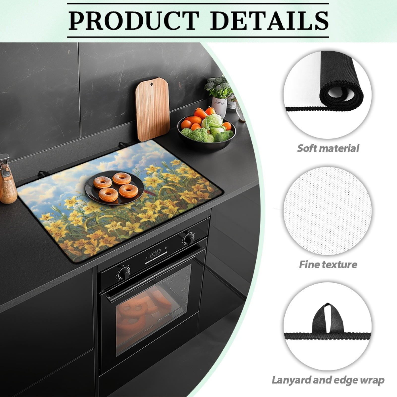 Xoenoiee Cardinal Lily Print Stove Top Cover for Electric Stove, Stove Cover 29.18 x 20.96 inch, Heat Resistant Stove Top Mat, Silicone Stove Mat for Glass Top Stove, Dish Drying Mat for Kitchen
