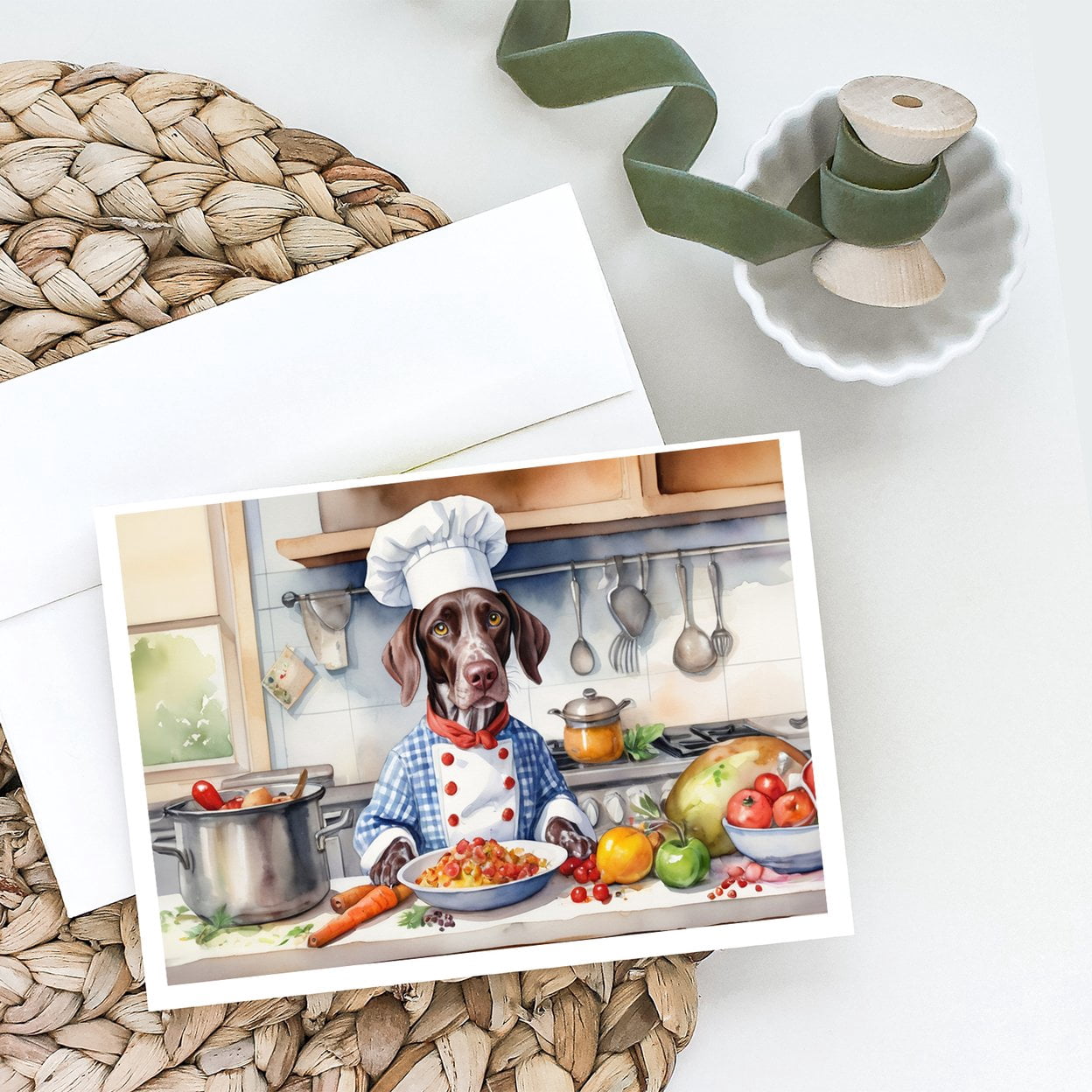 German Shorthaired Pointer The Chef Greeting Cards Pack of 8 7 in x 5 in