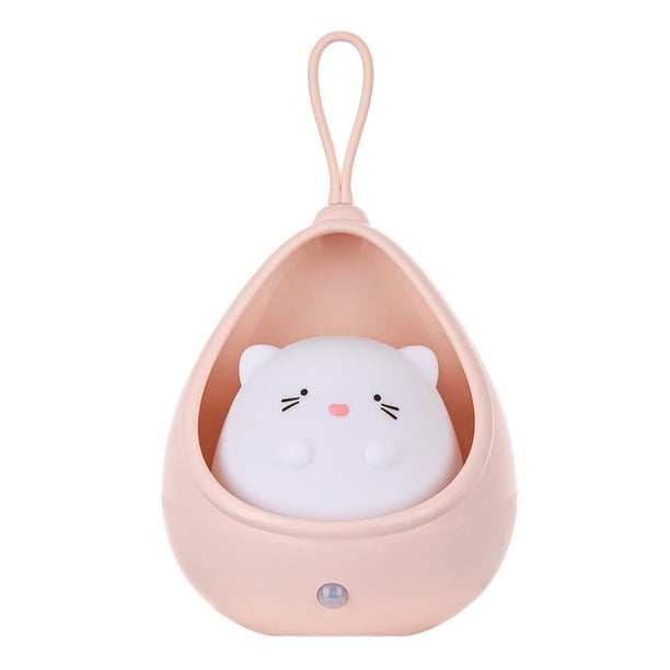 Cat LED Night Light Sensor de movimiento Lámpara USB Recargable Bebé para Closet Rosa Gloria Luz de noche