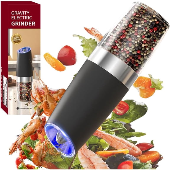 KSENDALO Smart Electric Grinder, LED Indicator, 4.6fl oz Clear Hopper, Ceramic Burr, Easy Tilt to Grind for Herbs Pepper, Kitchen Must Have