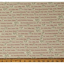 Cotton Christmas Song Holiday Music Twelve Days of Christmas Cream Cotton Fabric Print by the Yard (6951-11)