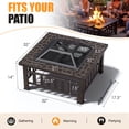 thumbnail image 7 of Lacoo 32" Patio Square Fire Pit Table for Patio Backyard Fire Heating with Mesh Lid Poker and Protective Cover, Gold, 7 of 7