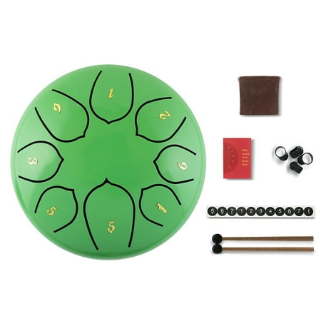 Famelof 6 inch 8 Tune Hand Pan Tank Steel Tongue Drum Percussion Instrument  (Green) 