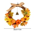 thumbnail image 2 of Hovilon Fall Wreaths for Front Door，Artificial Autumn Wreath Harvest Thanksgiving Door Wreath for Front Door with Pumpkins Maple Leaf and Berry，Decorative Linen Knot Wall Hanging（11.8 Inch）, 2 of 5
