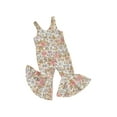 thumbnail image 2 of Musuos Toddler Girls Summer Flare Jumpsuit 6 12 18 24M 3 4T Floral/Butterfly Print Sleeveless Bell-Bottoms Romper, 2 of 9