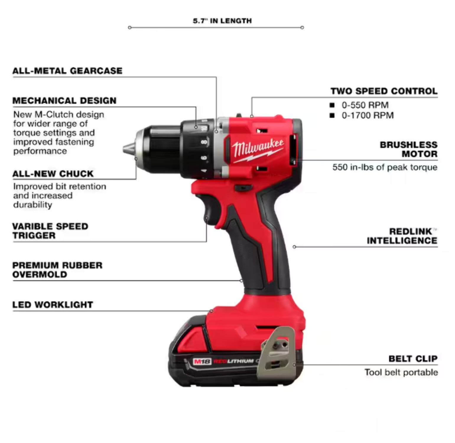 MILWAUKEE M18 Compact Brushless 2-Tool Combo Kit (3692-22CT) – Drill & Impact Driver Set with (2) Batteries, Charger & Bag