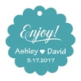 thumbnail image 1 of 100 PCS Enjoy! Customized Scallop Edges Hang Tags Personalized Wedding Favor Gift Paper Tags, 1 of 1