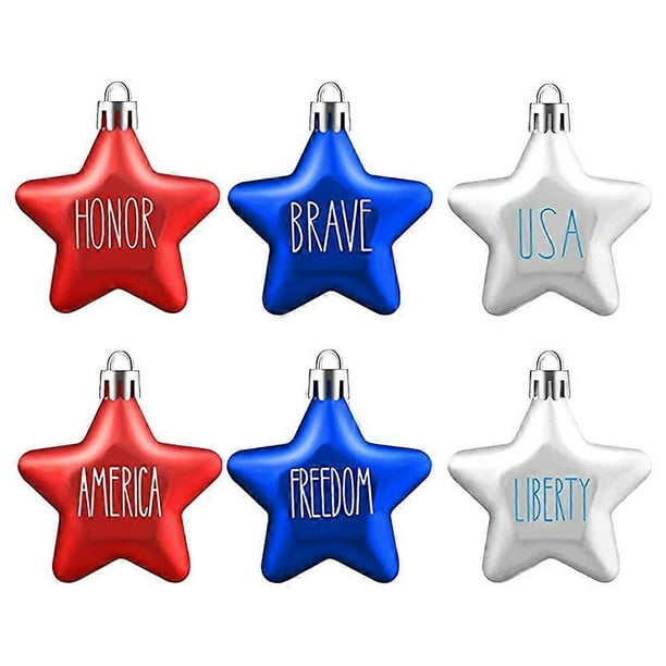 6pcs Patriotic Star Ornaments for Independence Day, Memorial Day & Christmas – Lightweight & Easy to Hang Decorations for Holiday Celebrations