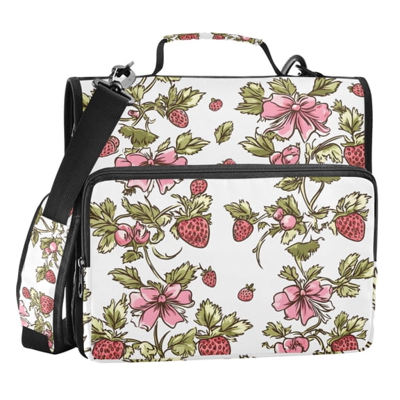 ALAZA Zipper Binder Strawberries 3 Ring Trapper Keeper File Folder Organizer Bag