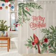 thumbnail image 6 of Shower Curtain Bathroom Set Christmas Cardinals Bird on Pine Branches Waterproof Fabric Shower Curtains with Grommets&Hooks Retro Linen Privacy Bath Curtain for Bathtub 72x72in, 6 of 9