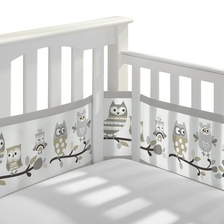 UPC: 0811283022609 | BreathableBaby Breathable Mesh Crib Liner – Classic Collection – Owl Fun Gray – Fits Full-Size Four-Sided Slatted and Solid Back Cribs – Anti-Bumper