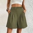 thumbnail image 2 of hotojiny Dress Shorts for Women Comfort High Waisted Wide Leg Shorts Work Business Pleated Shorts with Pockets S-3XL, 2 of 7
