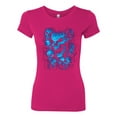 thumbnail image 2 of Wild Bobby, 3D Blue Skulls Trendy | Womens Fashion Junior Fit Tee, Raspberry, Small, 2 of 4