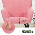 thumbnail image 6 of Magshion Shell Shape Accent Chair Set of 2, Armchair with Metal Leg, Upholstered Cotton-linen Single Sofa Chair, for Living Room Bedroom, Soft Pink, 6 of 9