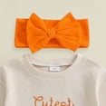 thumbnail image 6 of mgoYE Newborn Baby Girl Halloween Outfit Cute Little Pumpkin Embroidery Long Sleeve Bubble Romper Sweatshirt Bodysuit(Beige,3-6 Months), 6 of 9
