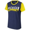 thumbnail image 2 of Women's G-III 4Her by Carl Banks Navy Michigan Wolverines Racer Crewneck Ringer T-Shirt, 2 of 3
