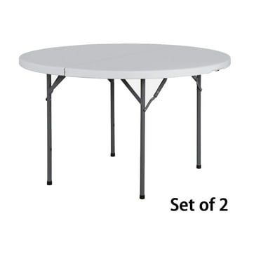 HXYHJ 3/4/6/8 FT Plastic Folding Tables - Ultra - Portable, Durable for Indoor & Outdoor Use - Ideal for Picnics, Camping, Parties and More-4 FT Round (2 PCS)
