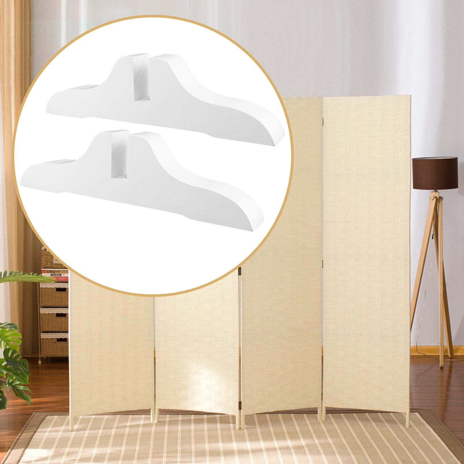 kowaku 2 Pieces Privacy Screen Holder Room Divider Stand Detachable Useful Privacy Screen Clips Wooden Screen Base Screen Panel Feet White