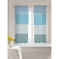 thumbnail image 3 of Colorful Stripe Curtains 45 Inch Length,Sheer Curtains for Bedroom Living Room Window Modern Teal Blue Green Vertical Striped Rod Pocket Drapes Kitchen Curtains Small Half Window 42"x45" 2 Panels, 3 of 6