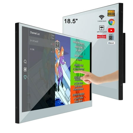 Elecsung 18.5 inches Smart Full Touchscreen Mirror LED Small Bathroom TV Waterproof WiFi Bluetooth DTV