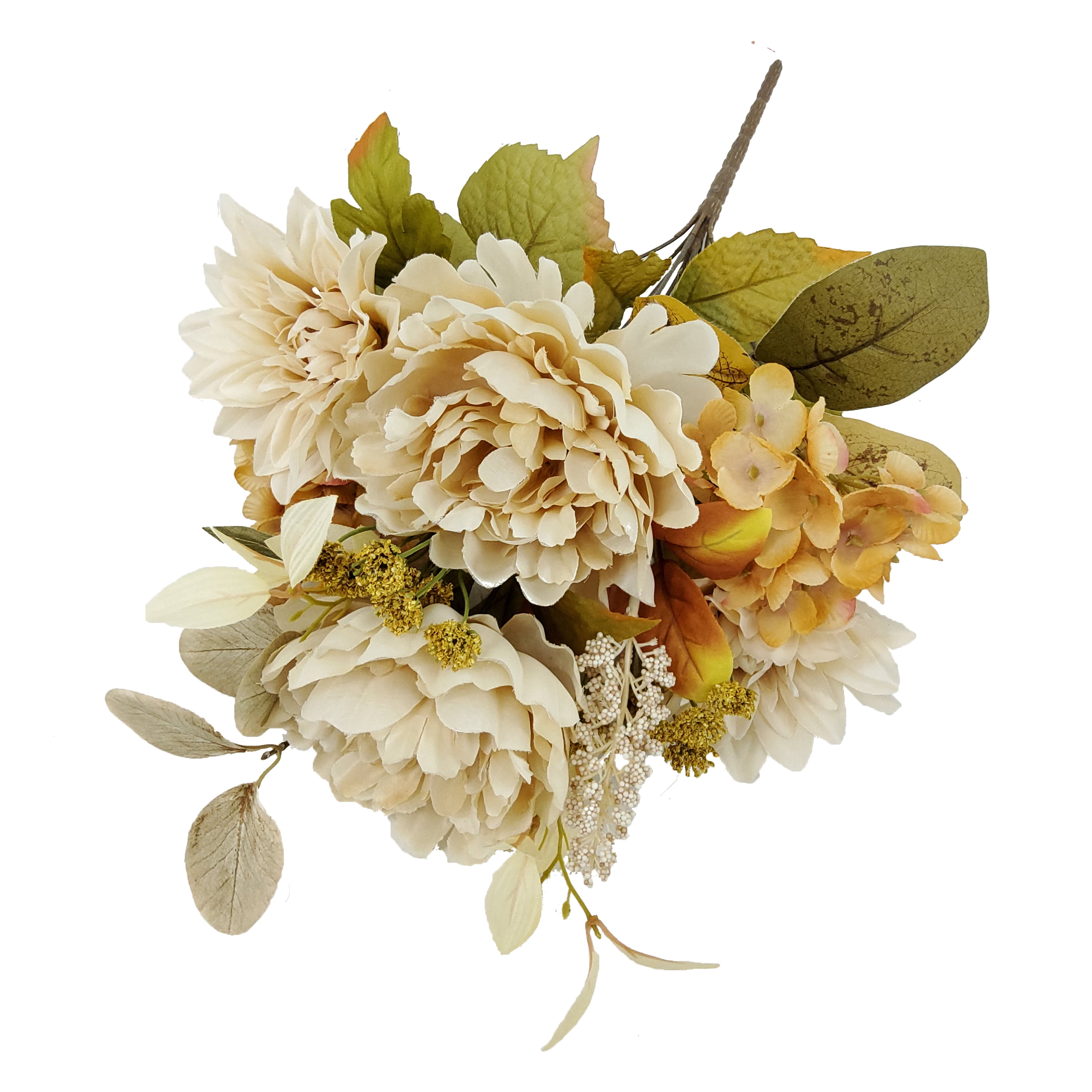 Mainstays Indoor Artificial Peony and Dahlia Mixed Bouquet, Cream, 18.5 in