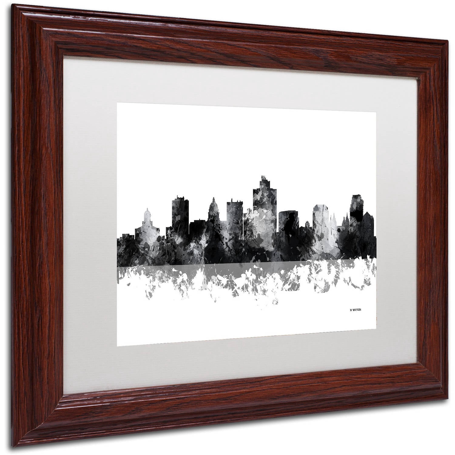 Trademark Fine Art "Salt Lake City Utah Skyline BG-1" Canvas Art by Marlene Watson, White Matte, Wood Frame