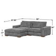 thumbnail image 3 of Isabella Sectional Sofa Corduroy Velvet with one Ottoman in Dark Gray Color, 3 of 9