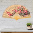 thumbnail image 2 of Oriental Wall Hanging Folding Fan Flower Pattern Paper Fan Wall Background Large Fan Craft, 2 of 3