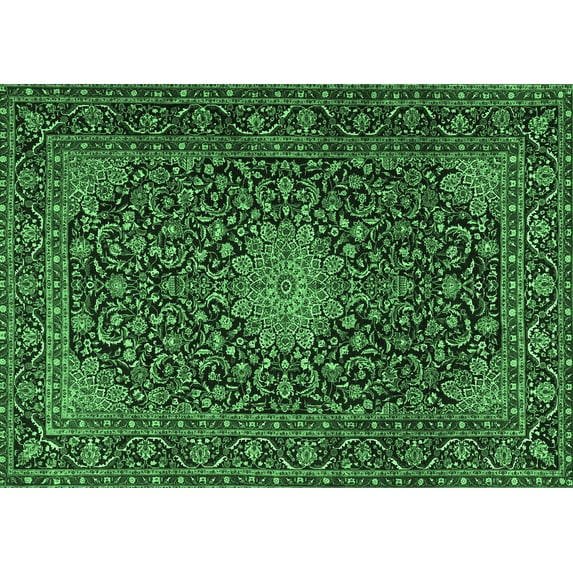 Ahgly Company Indoor Rectangle Persian Emerald Green Traditional Area Rugs, 8' x 10'