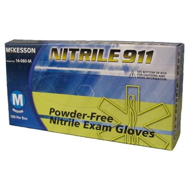 McKesson NITRILE 911 PowderFree Nitrile Exam Gloves Medium, 100 Each / Box