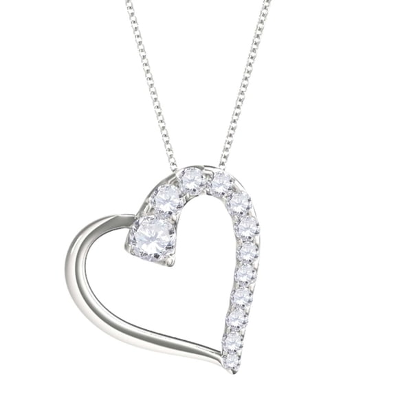 Mauli Jewels 0.50 Carat Round Natural Diamond ( G-H / I2-I3 ) Heart Shape Pendant Necklace In 14K Solid Rose White Yellow Gold With 18 Gold Plated 925 Sterling Silver Box Chain|Silver Chain