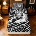 thumbnail image 5 of Manfei Graffiti Tiger Twin Sheets, Abstract Zebra Print Bedding, White Gray, 3pcs, 1 Flat Sheet, 1 Fitted Sheet and 1 Pillowcase, 5 of 6