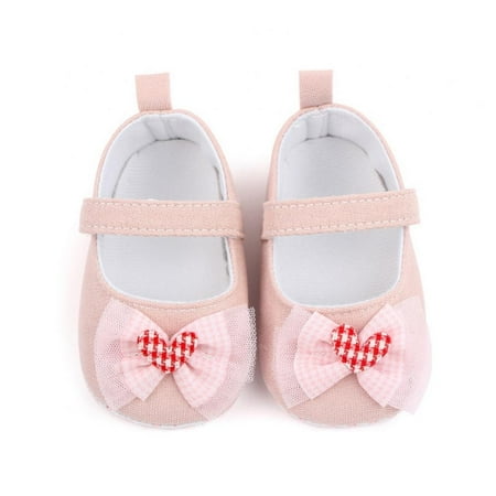 SYNPOS 0-18M Infant Baby Girls Soft Sole Bowknot Princess Shoes Newborn Prewalker Dress Flats