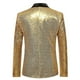 thumbnail image 2 of ALSLIAO - Chaqueta de traje para hombre, estilo caballero, para fiesta en discoteca, con lentejuelas y brillo, color dorado, talla M, 2 of 8
