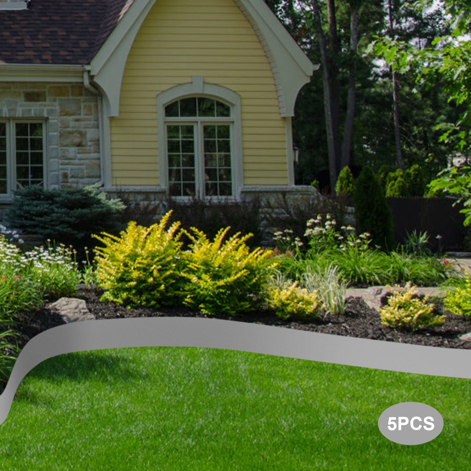 Dwellnix 5-Piece Landscape Edging Set,16.25Ft Steel with Sharp Teeth,Flexible,Bendable,and Corrosion-Resistant for Easy installation and Garden Design
