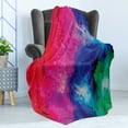 thumbnail image 4 of Tie Dye Soft Flannel Fleece Blanket, Aquarelle Artwork Print in Watercolor with Vermilion Purple Blue and Green Shades, Cozy Plush for Indoor and Outdoor Use, 70" x 90", Multicolor, by Ambesonne, 4 of 5