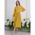thumbnail image 3 of DARING DIVA Long Sleeve Sweater Ribbed Knit Midi A-Line Dress S Dark Yellow, 3 of 6