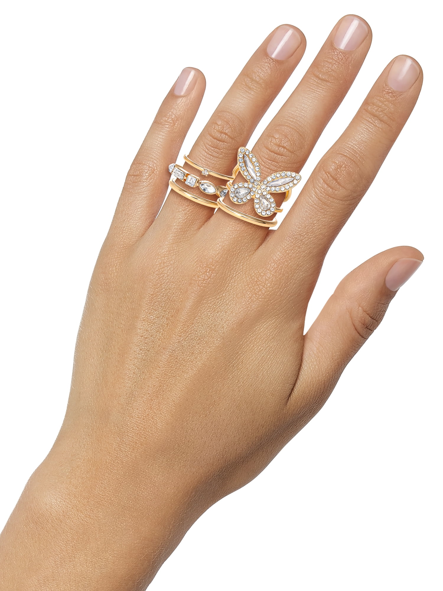 Jessica Simpson Women's Butterfly Ring Set, Set of 5