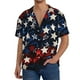 thumbnail image 1 of Fotbe Red Blue White Stars Camisa Estampada de Manga Corta para Hombre, Casual de Verano, Estilo Playero, Sin Arrugas-3X-Large, 1 of 5