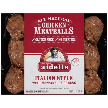 AIDELLS, ITALIAN STYLE CHICKEN MEATBALLS, MOZZARELLA CHEESE