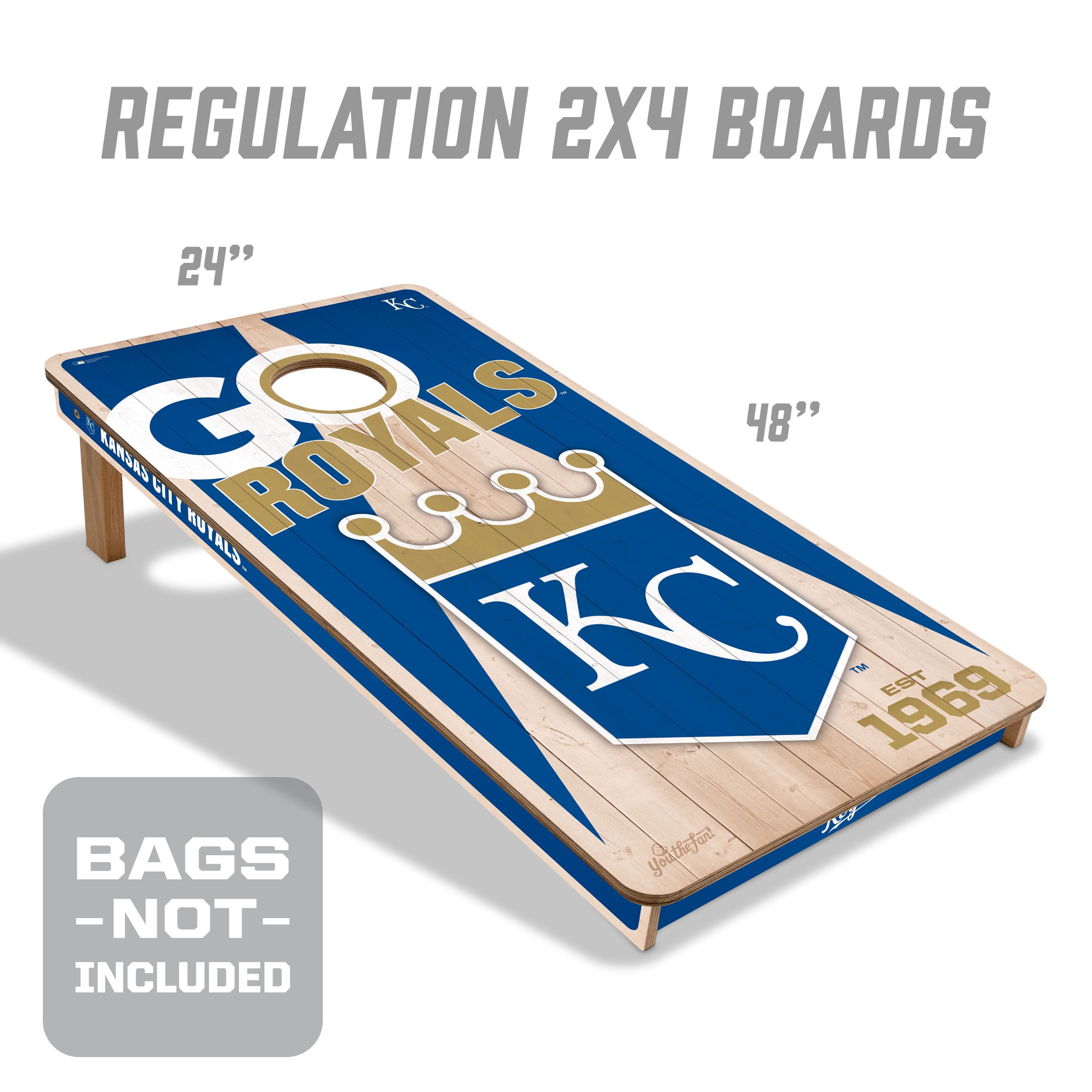 YouTheFan MLB Kansas City Royals 2' x 4' Cornhole Game No Bags