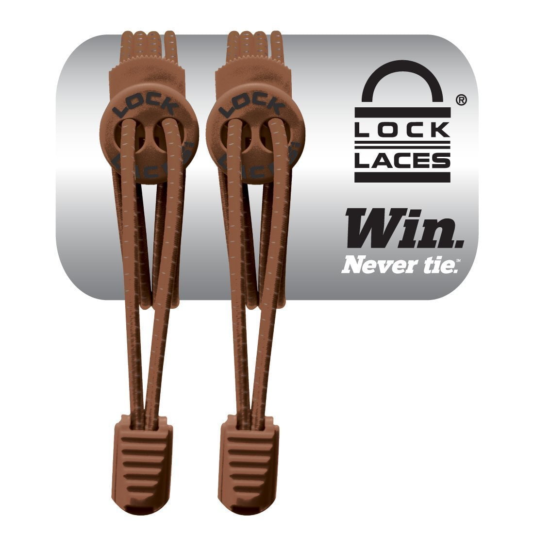 Lock Laces (Elastic No Tie Shoelaces) Brown 1 Pair