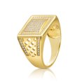thumbnail image 4 of Tilo Jewelry Yellow Gold Plated 925 Sterling Silver Pave Square Signet Statement Pinky Ring | Size 12 | Classic Engagement Ring for Men, 4 of 7