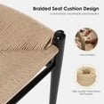 thumbnail image 3 of Farini Wishbone Counter Height Barstool, Fully Assembled Weave Bar Chair with Wooden Frame, for Kitchen Island, Dining Room, Bar, Single, Black-Beige, 3 of 7