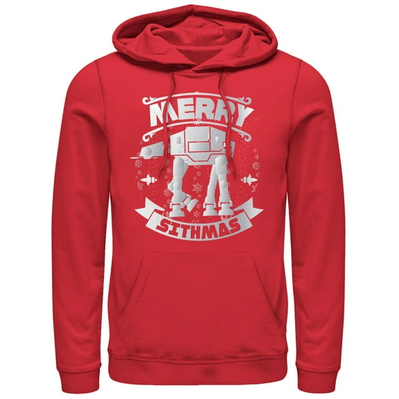 Men's Star Wars Christmas Sithmas AT-AT Pull Over Hoodie Red Medium