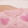 thumbnail image 4 of Esaierr Kids Baby Button Cardigan Sweater Coat for Toddler Baby Girl Sweater Long Sleeve Pearl Knitted Love Heart Coat for 0M-6T, 4 of 5