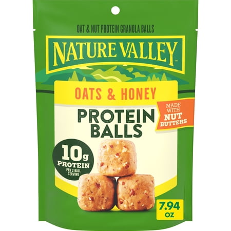 Nature Valley Oat and Nut Protein Granola Balls, Oats and Honey, Protein Snacks, 7.94 oz