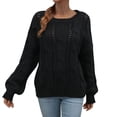 thumbnail image 1 of Gibobby Suéter casual mujer, Suéter de cuello redondo para mujer, casual, manga larga, color sólido, punto grueso, suéter suave(Negro,G), 1 of 5