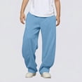 thumbnail image 4 of Amkhujs Boy's Full Length Pants Sizes 6-15years Winter Solid Color Elastic Waist with Side Pockets Slim Sports Sweatpants Long, Gifts for Family, Blue, 4 of 7