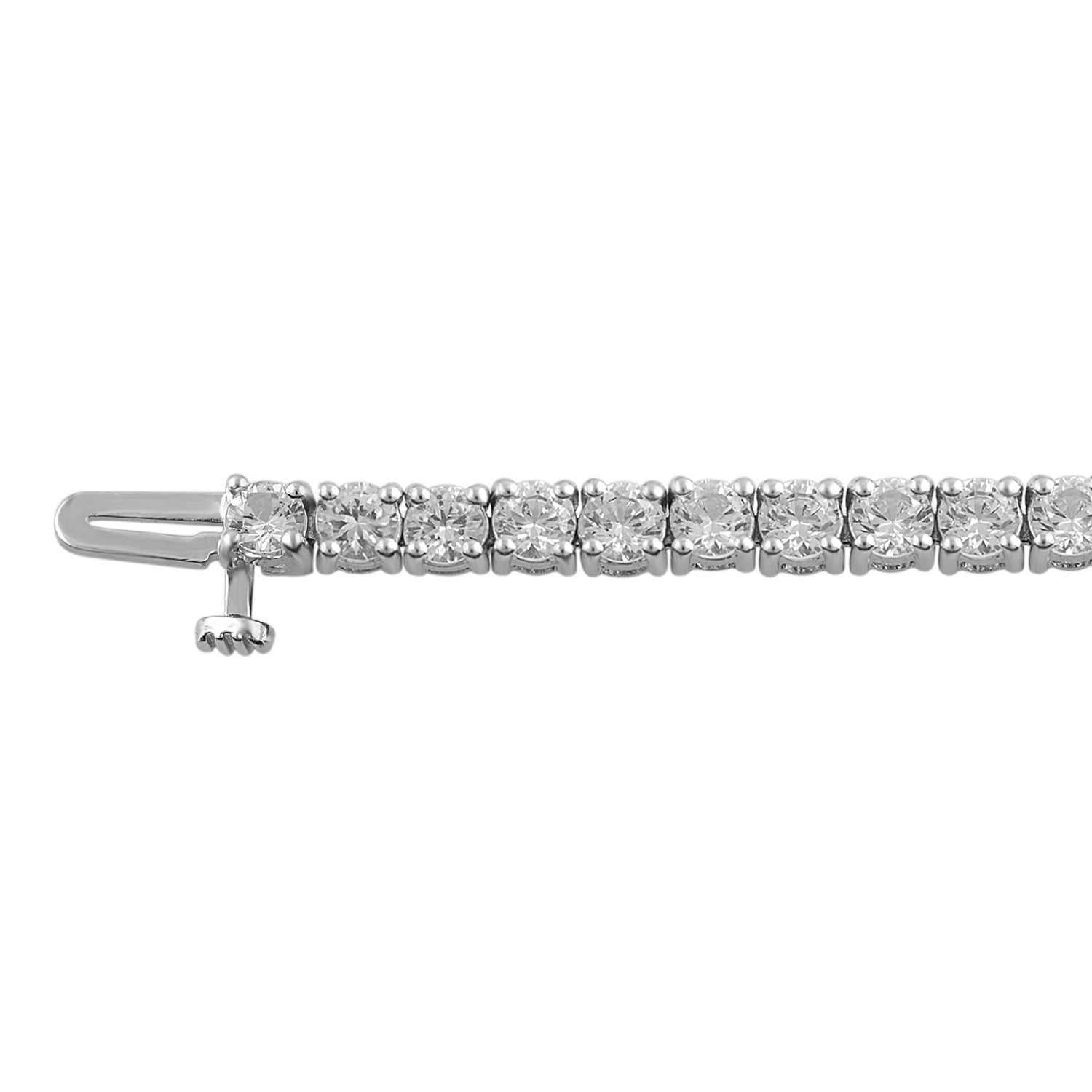 Created White Sapphire Silver Tone Over Brass Tennis Bracelet, 7.5 Inch.